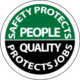 NMC HH80-HARD HAT EMBLEM, SAFETY PROTECTS PEOPLE QUALITY PROTECTS JOBS, 2 DIA, PS VINYL (PAK OF 25)