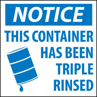 NMC HW24-LABELS, NOTICE THIS CONTAINER HAS BEEN TRIPLE RINSED, 6X6, PS PAPER (1 ROLL)