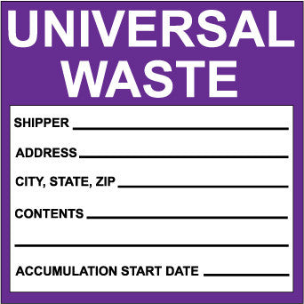 NMC HW30ALV-LABELS, HAZARDOUS MATERIALS SHIPPING, UNIVERSAL WASTE, 6X6, PS VINYL (1 ROLL)