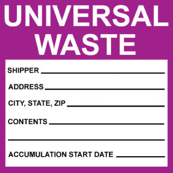 NMC HW30AP-LABELS, HAZARDOUS MATERIALS SHIPPING, UNIVERSAL WASTE, 6X6, PS VINYL (PAK OF 25)
