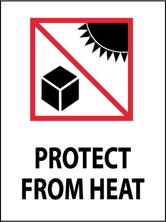 NMC IHL13AL-LABELS, INTERNATIONAL SHIPPING AND PACKING GRAPHIC, PROTECT FROM HEAT, 4X3, PS PAPER (1 ROLL)