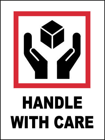NMC IHL7AL-LABELS, INTERNATIONAL SHIPPING AND PACKING GRAPHIC, HANDLE WITH CARE, 4X3, PS PAPER (1 ROLL)