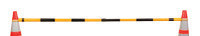 JBC RCB6YB 3 1/2' - 6' Black And Yellow Plastic Reflective Retractable Cone Bar With Engineer Grade Reflective Tape (For Use With PVC Traffic Cones And Delineators) (1/EA)