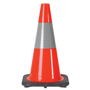 JBC RS45015C3M6 18" Orange PVC Revolution Series 1-Piece Traffic Cone With Black Base And 6" 3M Reflective Collar (1/EA)