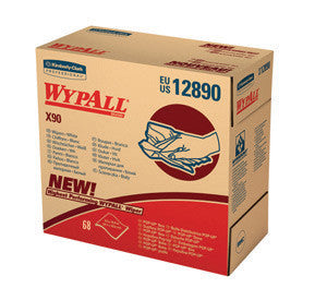 Kimberly-Clark 12890 Professional 8.3" X 16.8" White WypAll X90 1/4 Fold Heavy Duty Cloth Wipers (68 Sheets Per POP-UP Box) (1/BX)