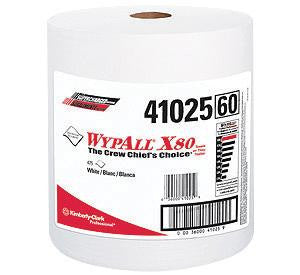 Kimberly-Clark 41025-50 12 1/2" X 13.4" White WYPALL X80 SHOPPRO Jumbo Roll Shop Towels (475 Per Roll) (1/RL)