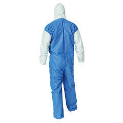 Kimberly-Clark 37591 Professional Large White KLEENGUARD A40 Microporous Film Laminate Disposable Breathable Liquid And Particle Protection Coveralls With Front Zipper Closure And Blue Back (25/EA)