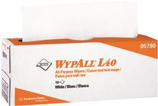 Kimberly-Clark 5790 WYPALL L40 INDUSTRIAL POP-UP WIPERS, WHITE, 16.4 IN. X 9.8 IN, 100 WIPERS PER CARTON, 9 CARTONS PER CASE (1 CASE)