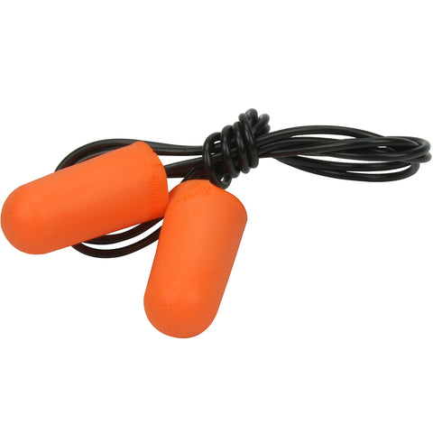 RADNOR Tapered Polyurethane Foam Single-Use Corded Earplugs (100 per Box)