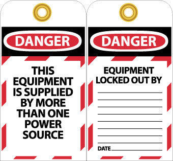 NMC LOTAG5-TAGS, LOCKOUT, DANGER THIS EQUIPMENT IS SUPPLIED. . ., 6X3, UNRIP VINYL (PAK OF 10)