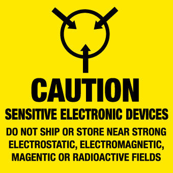 NMC LR16AL-LABELS, SHIPPING AND PACKING, CAUTION SENSITIVE ELECTRONIC DEVICES DO NOT SHIP OR STORE NEAR STRONG ELECTROSTATIC, ELECTROMAGNETIC, MAGNETIC OR RADIOACTIVE FIELDS, 4X4, PS PAPER (1 ROLL)