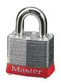 Master Lock 3INKRED Red 1 9/16" W Laminated Steel Lockout Pin Tumbler Padlock With 9/32" X 3/4" Shackle And Key Number Ink Stamped On Bottom Of Lock (Keyed Differently) (1/EA)