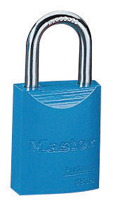 Master Lock 6835BLU Blue 1 9/16" X 1 15/16" High-Visibility Aluminum Safety Lockout Padlock With 1/4" X 1" Shackle (6 Locks Per Set, Keyed Differently) (6/EA)