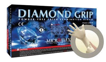 Microflex MF300-XL X-Large Natural 9.645" Diamond Grip 6.3 mil Latex Ambidextrous Non-Sterile Medical Grade Powder-Free Disposable Gloves With Textured Finger Tip Finish And Standard Examination Beaded Cuff (100 Each Per Box) (1/BX)