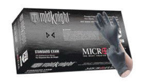 Microflex MK-296-S Small Black 9.645" MidKnight 4.7 mil Nitrile Ambidextrous Non-Sterile Medical Grade Powder-Free Disposable Gloves With Fully Textured Finish And Standard Examination Beaded Cuff (100 Each Per Box) (1/BX)