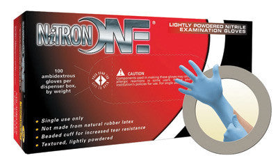 Microflex NO-123-L Large Blue 9.645" Nitron One 5.5 mil Nitrile Ambidextrous Non-Sterile Lightly Powdered Disposable Gloves With Fully Textured Finish And Standard Examination Beaded Cuff (100 Each Per Box) (1/BX)