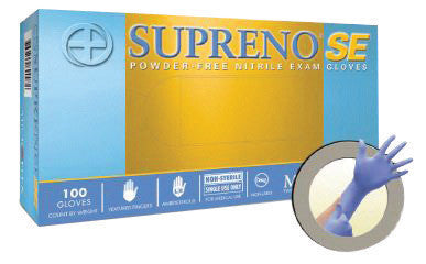 Microflex SU-690-M Medium Blue 9.645" Supreno SE 4.3 mil Nitrile Ambidextrous Non-Sterile Medical Grade Powder-Free Disposable Gloves With Textured Finger Tip Finish, Standard Examination Beaded Cuff And Polymer Coating(100 Each Per Box) (1/BX)