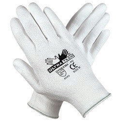 Memphis 9677M Medium UltraTech 13 Gauge Cut Resistant White Polyurethane Dipped Palm And Finger Coated Work Gloves With Dyneema Liner And Knit Wrist (1/PR)