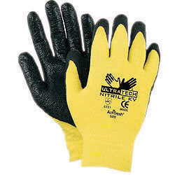 Memphis 9693S Small UltraTech 13 Gauge Cut Resistant Black Nitrile Dipped Palm And Finger Coated Work Gloves With Seamless Kevlar Liner And Knit Wrist (1/PR)
