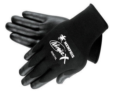 Memphis N9674XL X-Large Ninja X 15 Gauge Black Nitrile, Polyurethane And Bi-Polymer Dipped Palm And Fingertip Coated Work Gloves With Lycra And Nylon Liner And Knit Wrist (1/PR)