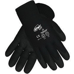 Memphis N9690L Glove Large Black Ninja ICE 7 Gauge Acrylic Terry Lined General Purpose Cold Weather Gloves With Knit Wrist, 15 Gauge Nylon Shell And HPT Coated Palm And Fingertips (1 Pair)
