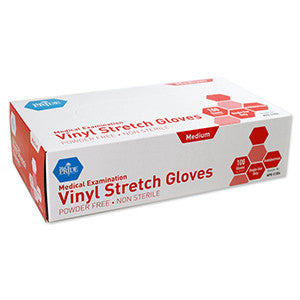 MedPride 51004 gloves Exam Stretch Vinyl Pwd Free Medium (Case of 10 Boxes of 100)