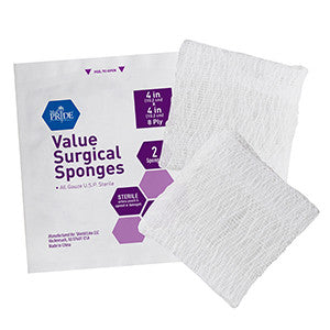 MedPride 60573 gauze Sponge Value Strl 2'S,4X4 8 Ply (Case of 24 Boxes of 25)