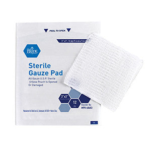 MedPride 60683 gauze Pad Sterile, 1'S, 3X3 12Ply (Case of 24 Boxes of 100)