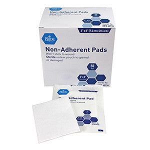 MedPride 60734 NonAdherent Pads Sterile 3''X 8'' (Case of 12 Boxes of 50)