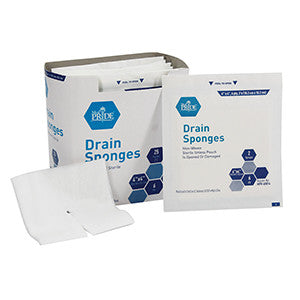 MedPride 60814 Drain Sponge 4X4 6 Ply 2/Pch, Strl (Case of 12 Boxes of 25)