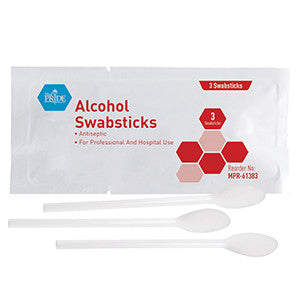 MedPride 61383 Alcohol Swabsticks 3'S (Case of 10 Boxes of 25)