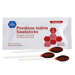 MedPride 61413 Pvp Swabsticks 3'S (Case of 10 Boxes of 25)