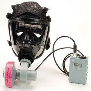 MSA 10095182 PAPR Assembly For OptimAir Mask-Mounted Powered Air Purifying Respirator With Rubber Head Harness, Motor, Blower, NiMH Battery, Charger, Cable, He Filter Cartridge And Waist Belt (1/EA)