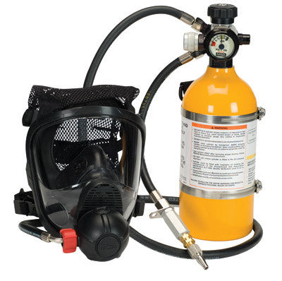 MSA 10092038 PremAire Cadet Escape Supplied Air Respirator With Medium Rubber Advantage 4000 Facepiece, Net Head Harness, 15 Minute Aluminum Cylinder, Hansen Fittings And Nylon Strap Carrier (1/EA)