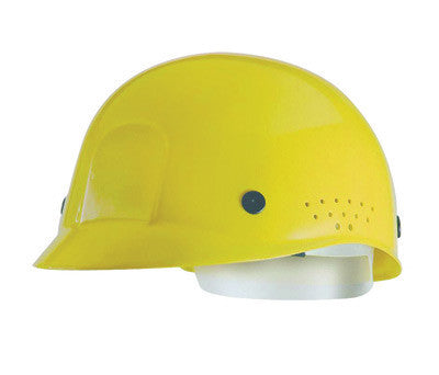 MSA 10033651 Yellow HDPE Vented Style Bump Cap With Pinlock Suspension And Low Profile Crown And Perforated Sides (1/EA)