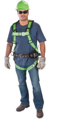MSA 10063656 X-Large TechnaCurv Hi-Viz Green Construction/Full Body/Vest Style Harness With Qwik-Fit Chest Strap Buckle, Tongue Leg Strap Buckle, Back And Hip D-Ring, Shoulder Padding And Integral Backpad (1/EA)