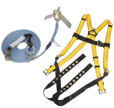 MSA 10077583 X-Large Roofer's Kit (Includes X-Large Workman Vest-Style Harness With Qwik-Fit Leg Straps, 50' Rope Lifeline With Trailing Rope Grab, Roof Anchor And Bucket) (1/EA)