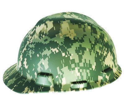 MSA 10103908 Camouflage Class E Type I V-Gard Freedom Series Polyethylene Hard Cap With 4-Point Fas-Trac Ratchet Suspension (1/EA)