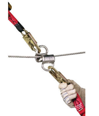 MSA 10150424 60' Gravity Sure-Line Two-Worker Temporary Horizontal Black Synthetic Rope Lifeline With Shock Absorber And Bypass Shuttles (1/EA)