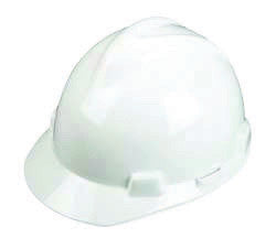 MSA 463942 White Class E Type I V-Gard Polyethylene Slotted Style Hard Cap With Staz-On Pinlock Suspension (1/EA)