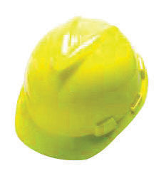 MSA 463944 Yellow Class E Type I V-Gard Polyethylene Slotted Style Hard Cap With Staz-On Pinlock Suspension (1/EA)