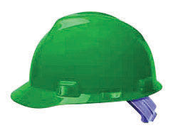 MSA 463946 Green Class E Type I V-Gard Polyethylene Slotted Style Hard Cap With Staz-On Pinlock Suspension (1/EA)