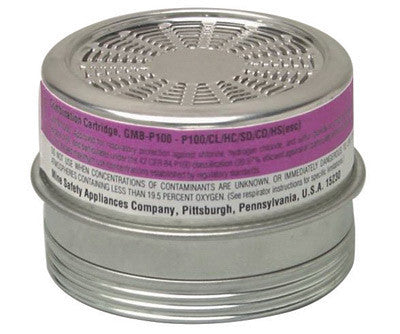 MSA 464032 Chlorine/Sulfur Dioxide/Chlorine Dioxide/Hydrogen Chloride/Hydrogen Sulfide GMB Chemical and Combination APR Cartridge For Comfo Respirators (10/EA)