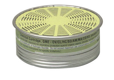 MSA 492790 Ammonia/Chloride Dioxide/Chlorine/Formaldehyde/Hydrogen Chloride/Hydrogen Fluoride/Methylamine/Organic Vapors/Sulfur Dioxide/Hydrogen Sulfide (Escape Only) GME Chemical and Combination APR Cartridge For Comfo Respirators (1/BX)