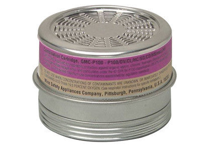 MSA 815180 Organic Vapors/Chlorine/Sulfur Dioxide/Chlorine Dioxide/Hydrogen Chloride/Hydrogen Sulfide/Particulate GMC/P100 Chemical and Combination APR Cartridge For Comfo Respirators (6/EA)