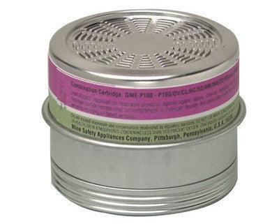 MSA 815182 Organic Vapors/Chlorine/Sulfur Dioxide/Chlorine Dioxide/Hydrogen Chloride/Hydrogen Sulfide/Ammonia/Methylamine/Formaldehyde/Hydrogen Fluoride/Particulate GME/P100 Chemical and Combination APR Cartridge For Comfo Respirators (1/BX)