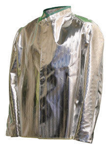 National Safety Apparel C17ASXL50 X-Large 50" Silver 16 Ounce Aluminized Acrysil Heat Resistant Standard Coat With Snap Front Closure (1/EA)