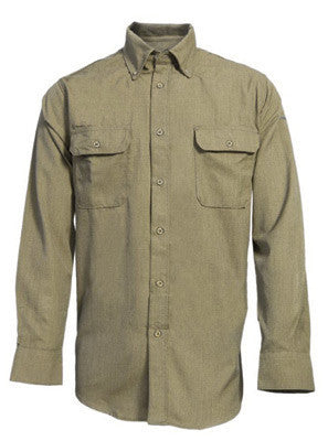 National Safety Apparel SHR2NLGRGTN Large Tan 6 oz CARBONCOMFORT Flame Resistant Long Sleeve Work Shirt (1/EA)