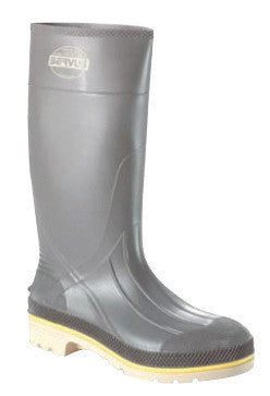 Servus 75105-8 By Honeywell Size 8 PRO+ Gray 15" PVC Pull-On Knee Boots With TDT Dual Compound Tread Yellow And Beige Outsole, Steel Toe And Removable Insole (1/PR)