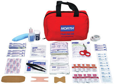 North 018501-4221 By Honeywell Redi-Care 6" X 8 3/4" X 2 3/4" Red Nylon Portable Mount Medium 10 Person Responder First Aid Kit (1/EA)
